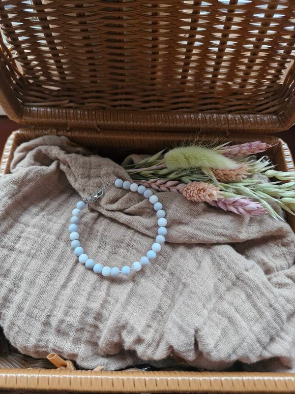 Armbandje grijs met wit