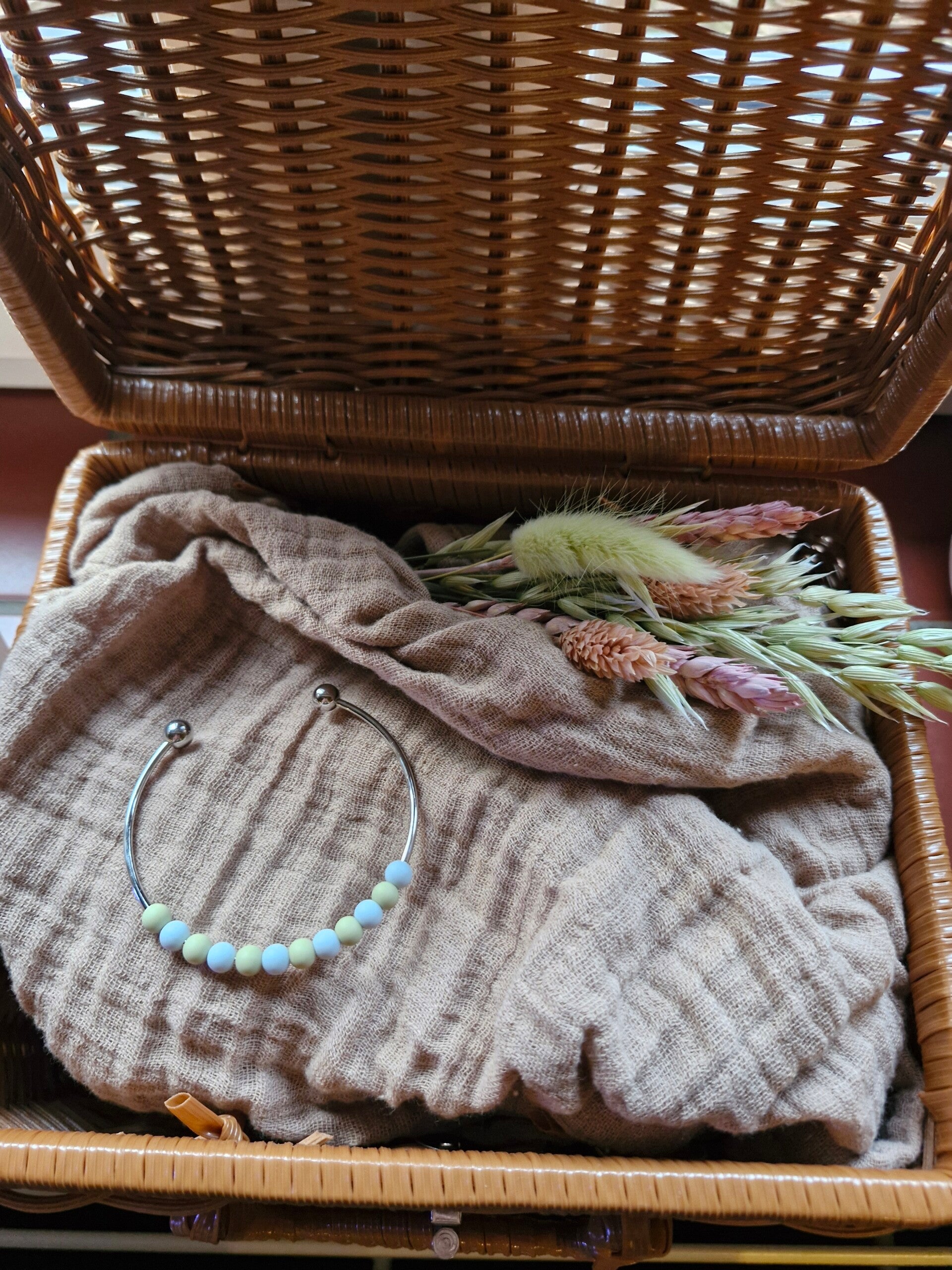 Armbandje groen met blauw