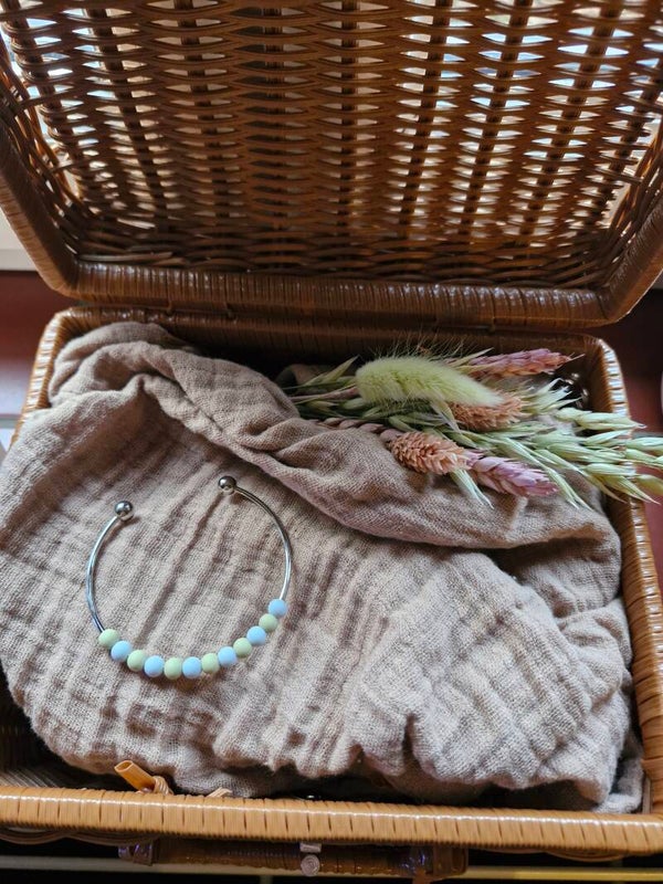 Armbandje groen met blauw