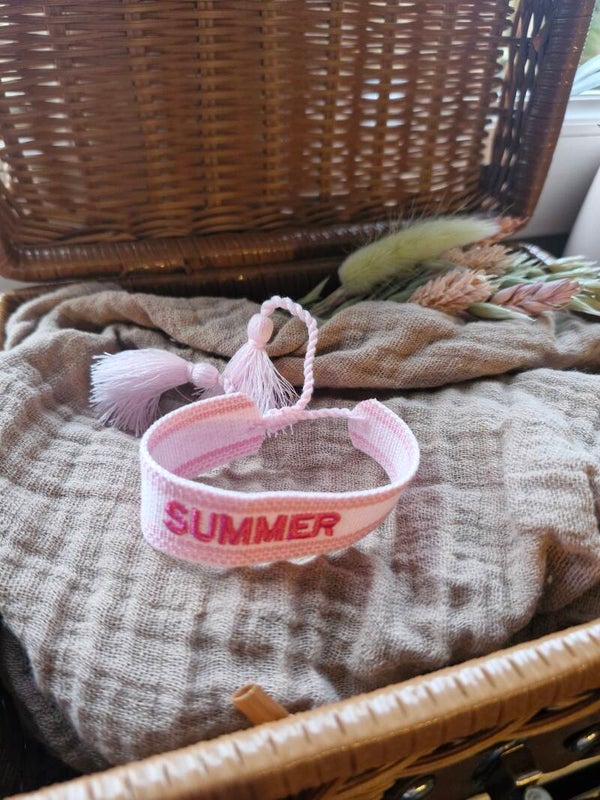 Stoffen armbandje roze kleuren summer