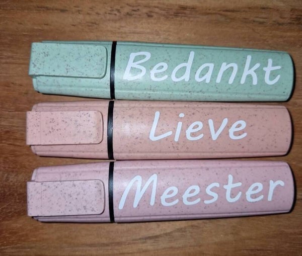 Fluo stiften bedankt lieve meester