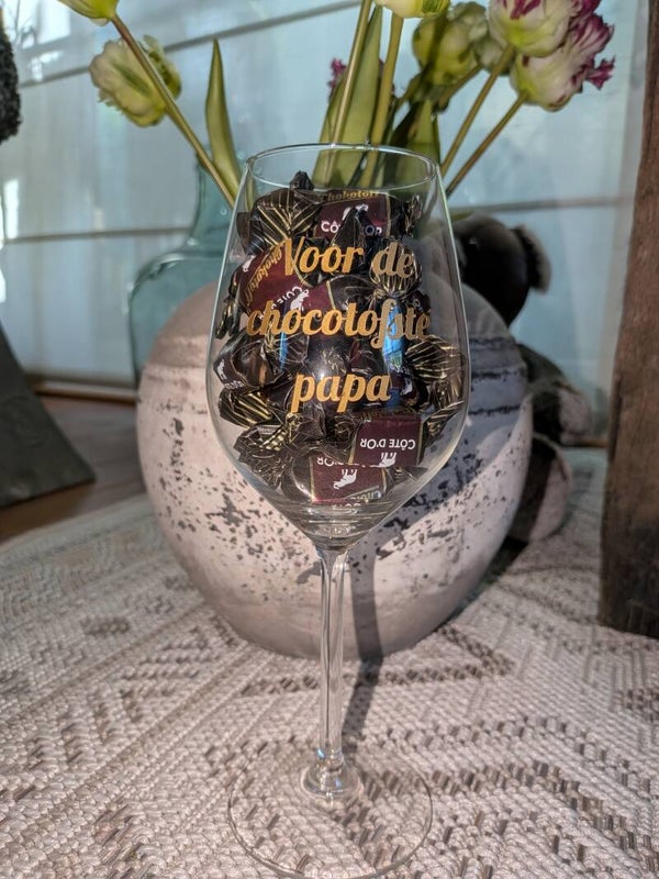 Wijnglas chocotoffe papa