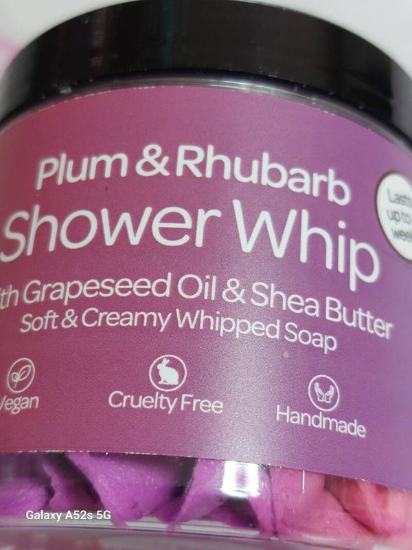 Shower whip plum and rhubarb