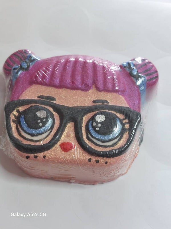 Girl with glasses bath bomb