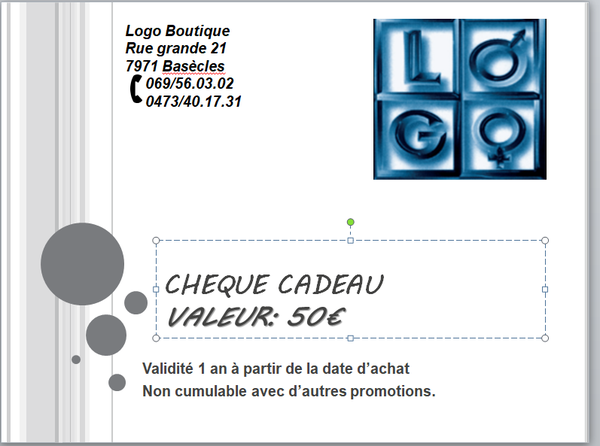 Chèque cadeau 50€