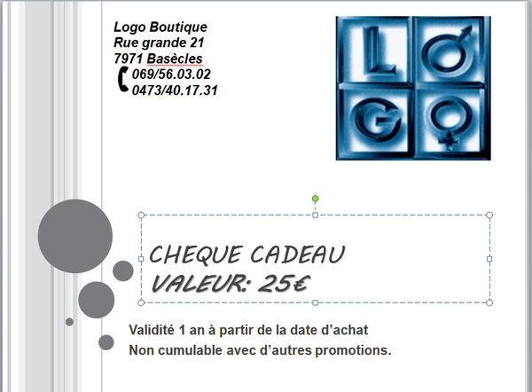 Chèque cadeau 25€