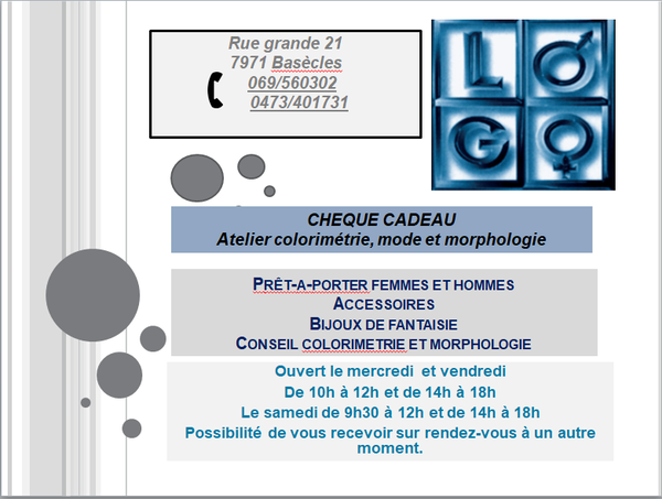 Chèque cadeau Atelier colorimétrie, mode et morphologie