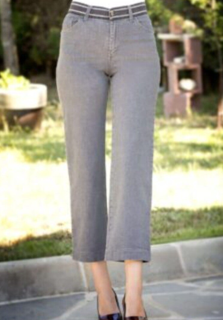 Pantalon 7/8 jeans gris large