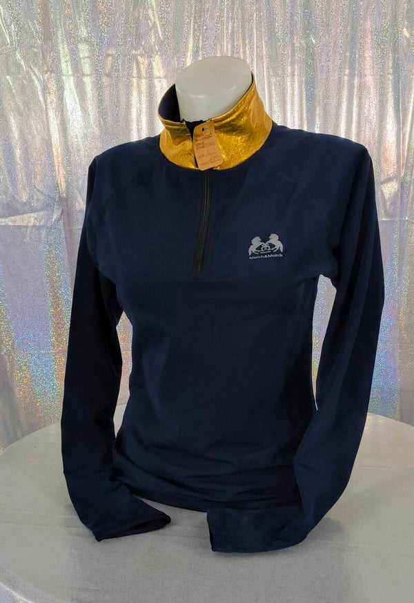 Shirt lange mouwen blauw/goud