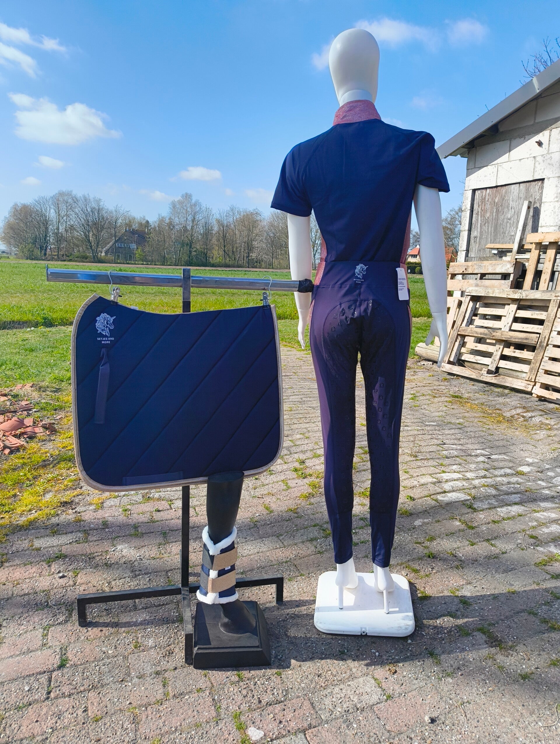 Blauw/rosegoud dressuurdekje