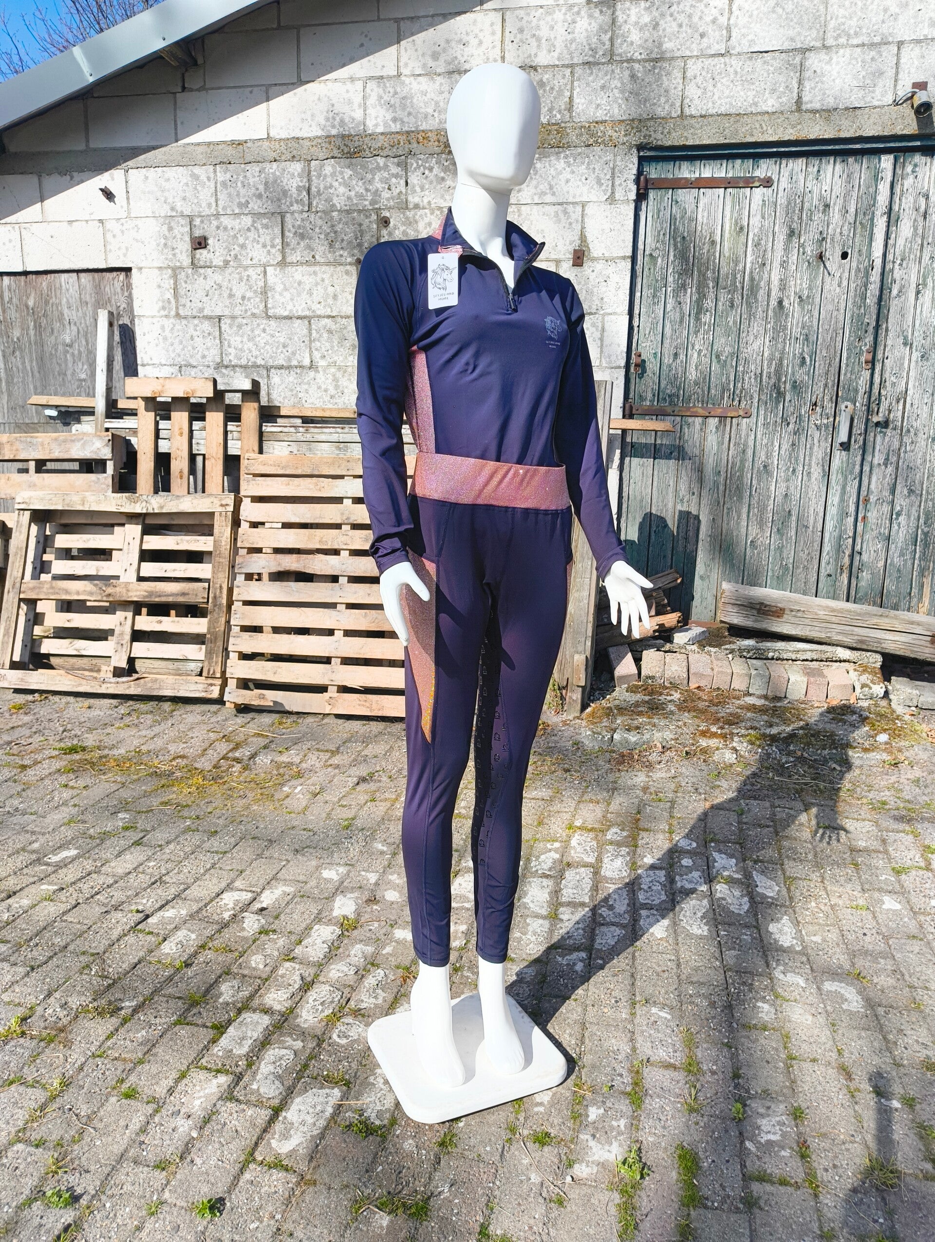 Blauw/rosegoud trainingsshirt lange mouwen