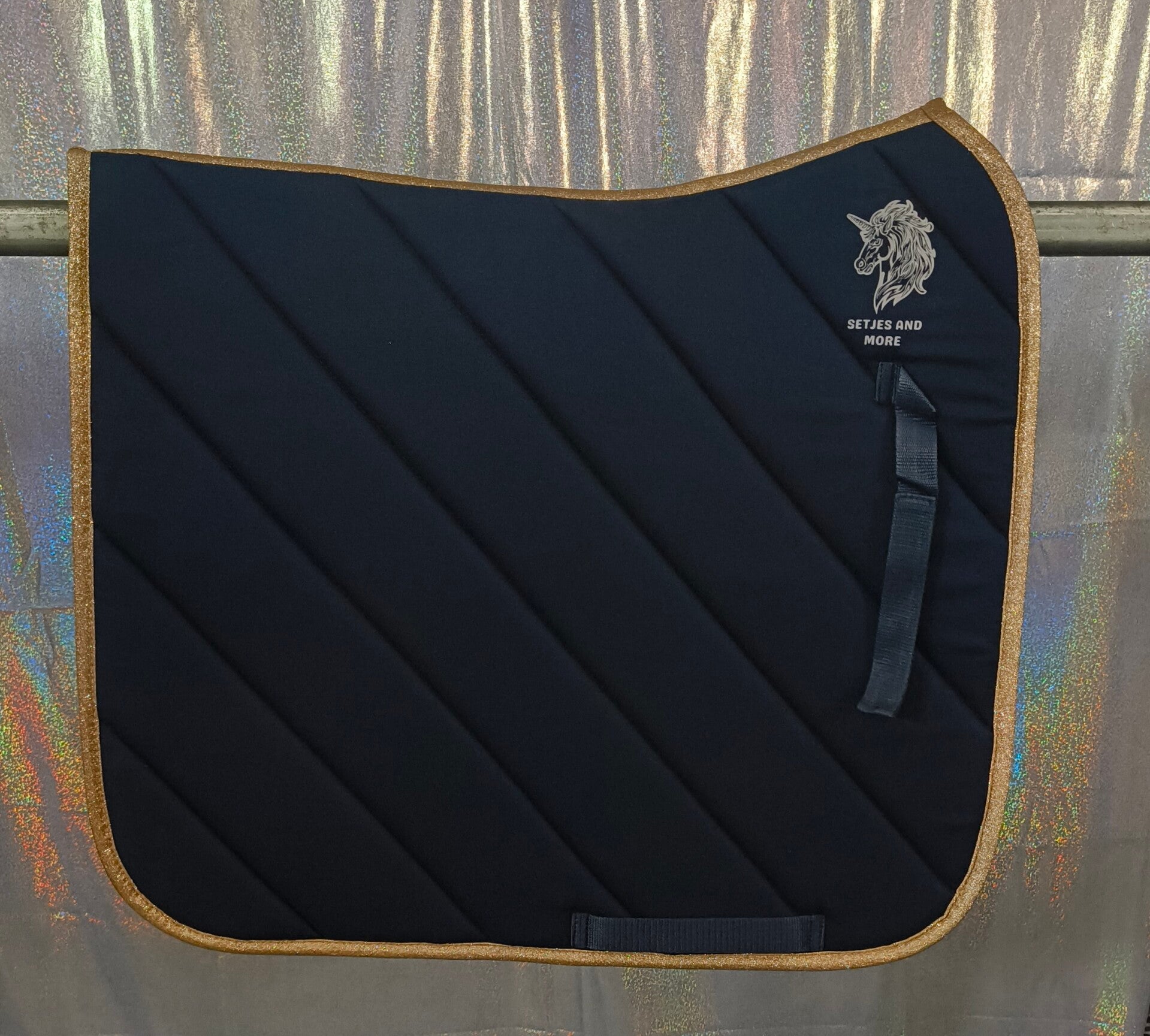Blauw/rosegoud dressuurdekje