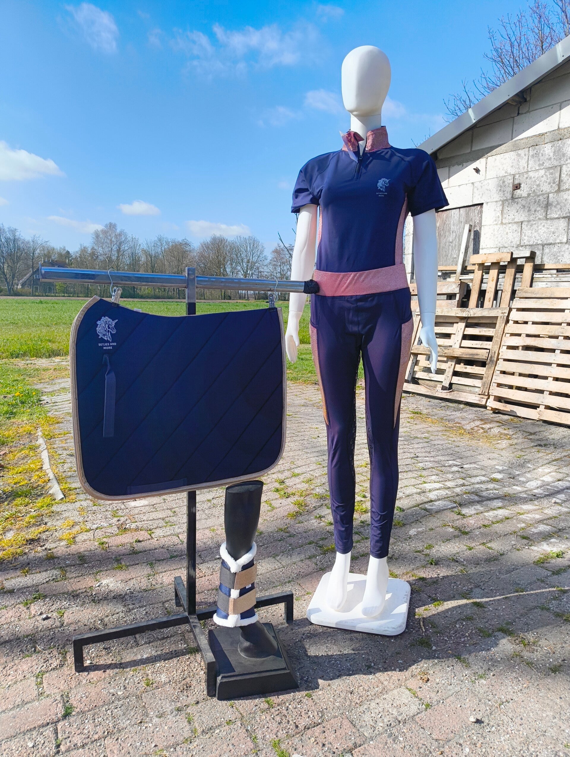 Blauw/rosegoud trainingsshirt korte mouwen