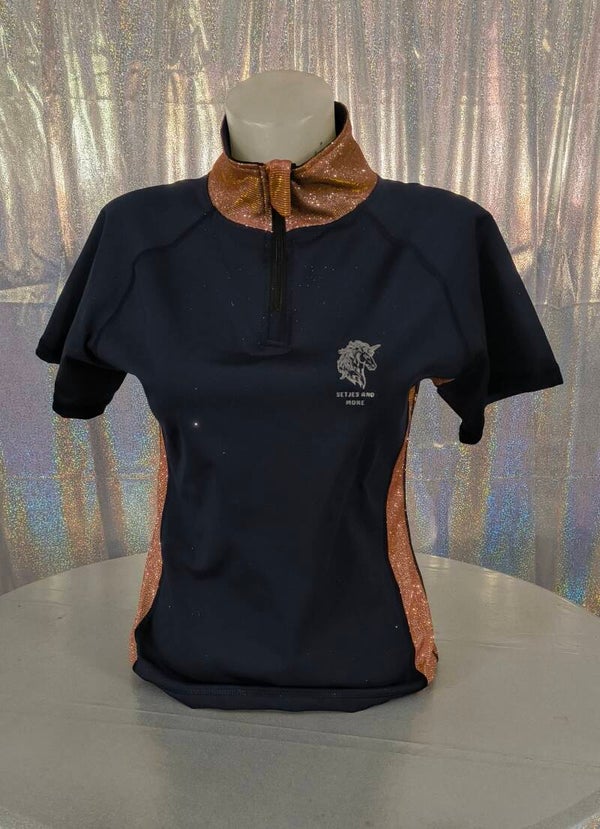 Blauw/rosegoud trainingsshirt korte mouwen