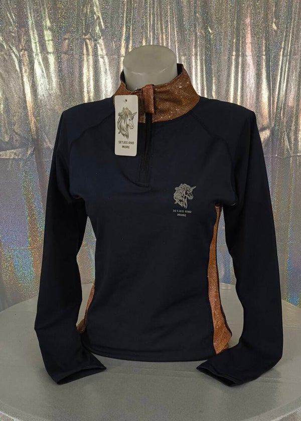 Blauw/rosegoud trainingsshirt lange mouwen