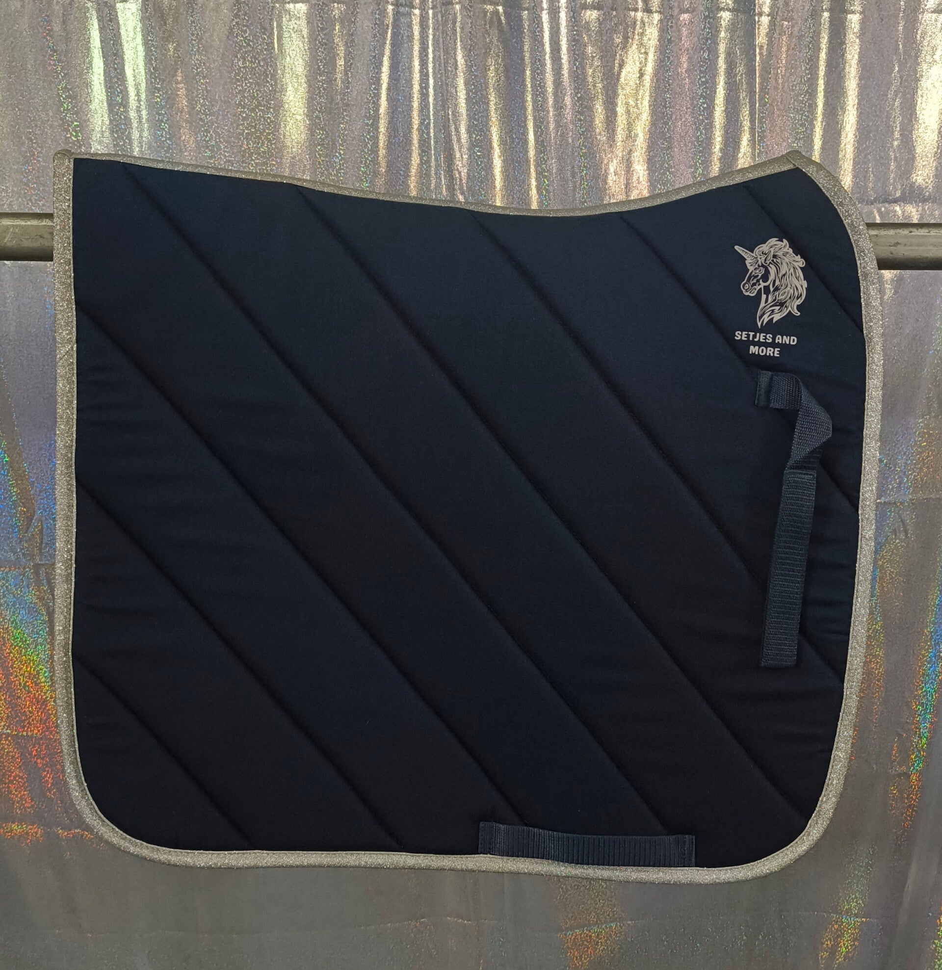 Blauw/zilver dressuurdekje