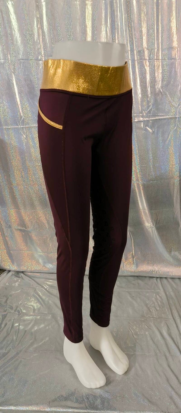 Broek bordeaux/goud