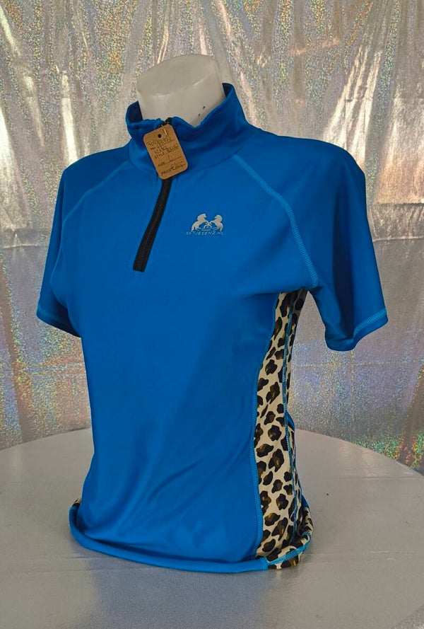 Shirt korte mouwen felblauw/panter