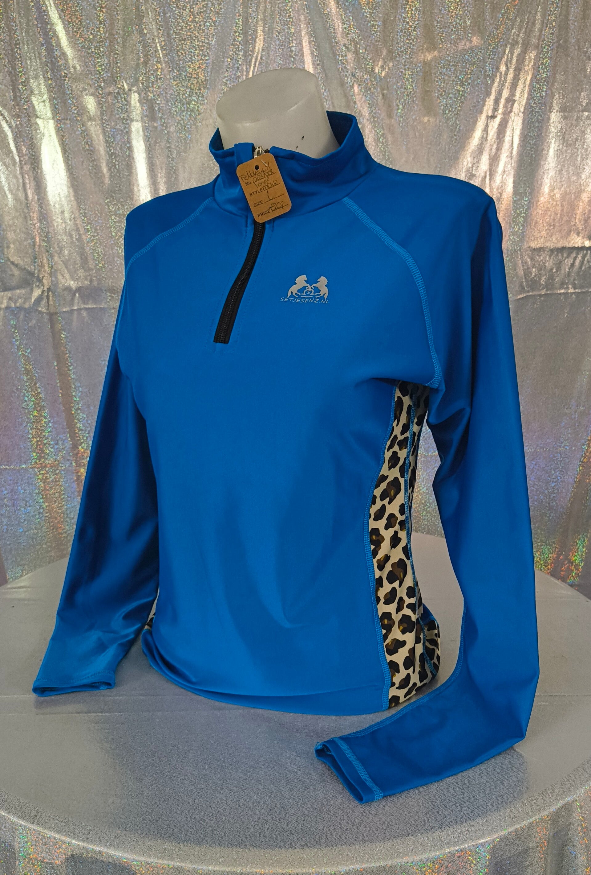 Shirt lange mouwen felblauw/panter