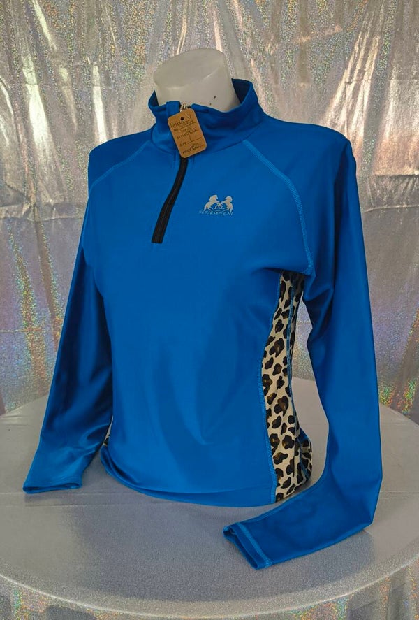 Shirt lange mouwen felblauw/panter