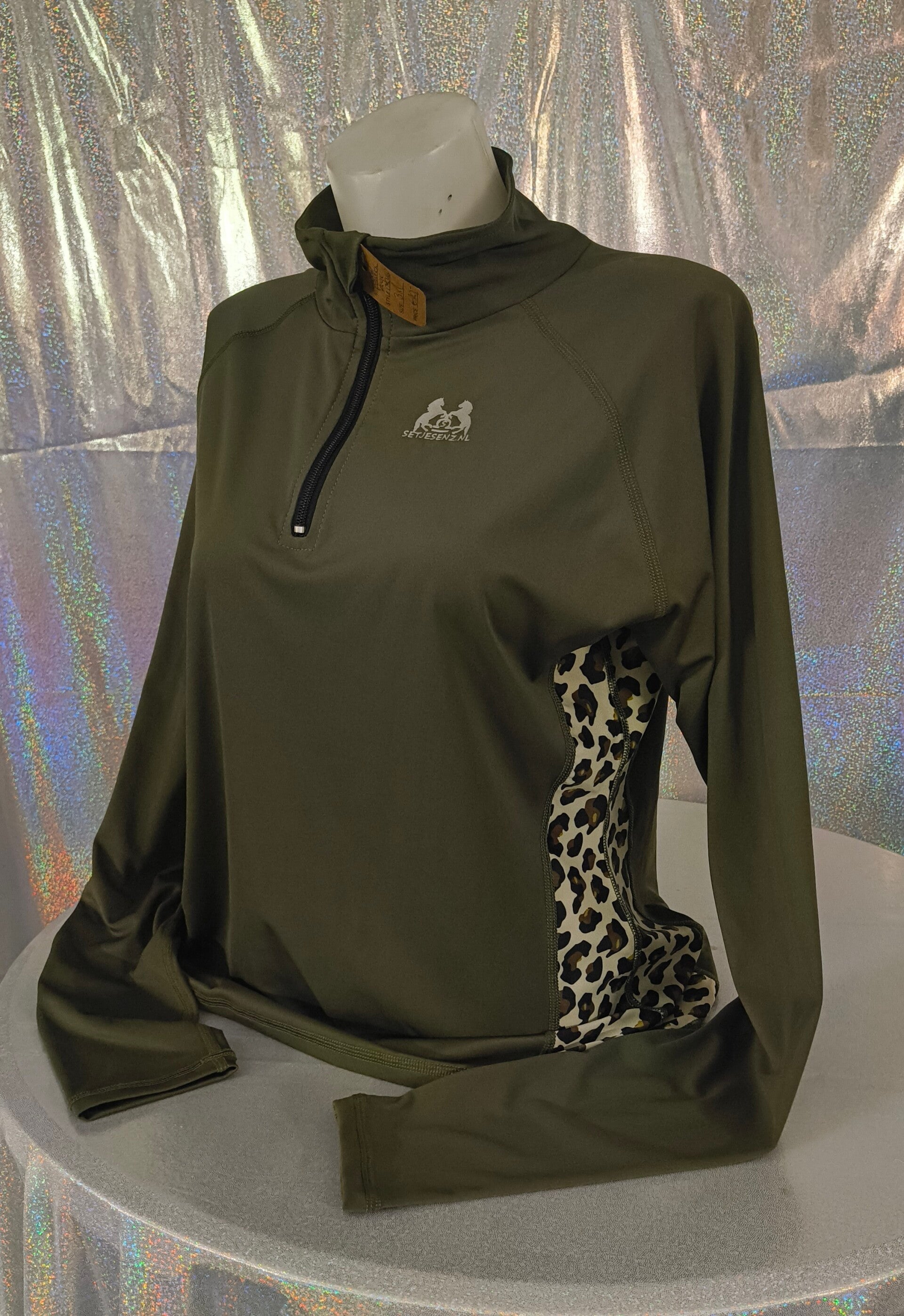 Shirt lange mouwen groen/panter