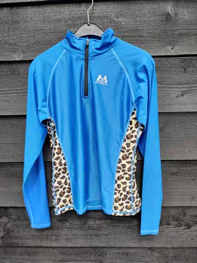 Shirt lange mouwen felblauw/panter