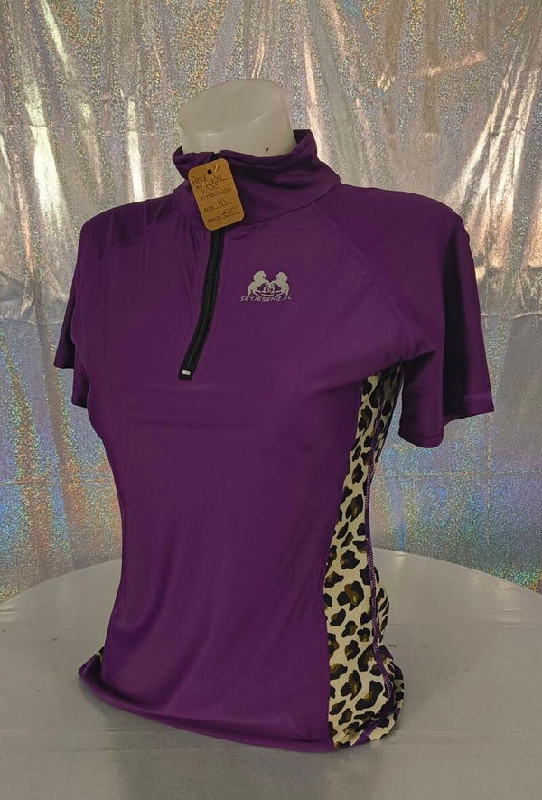 Shirt korte mouwen paars/panter