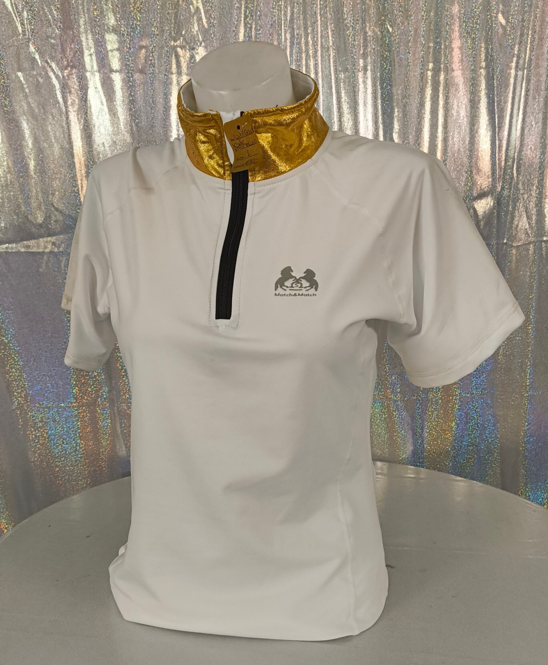 Shirt korte mouwen wit/goud