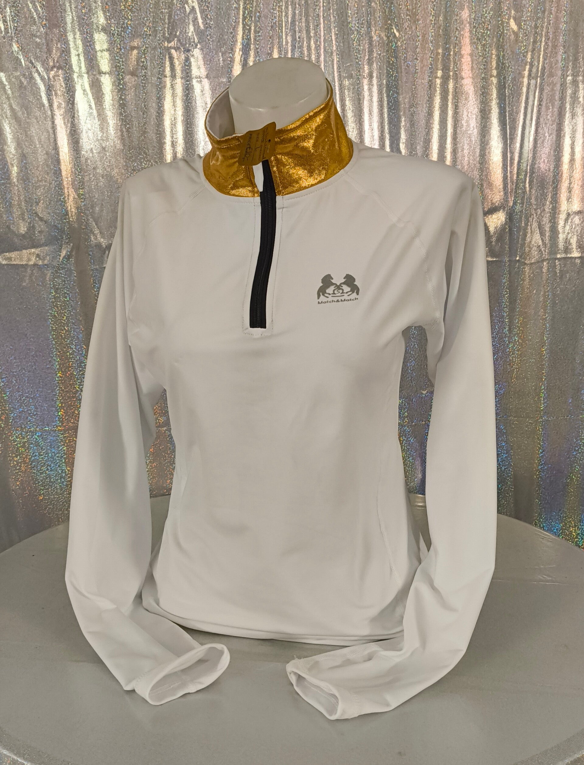 Shirt lange mouwen wit/goud