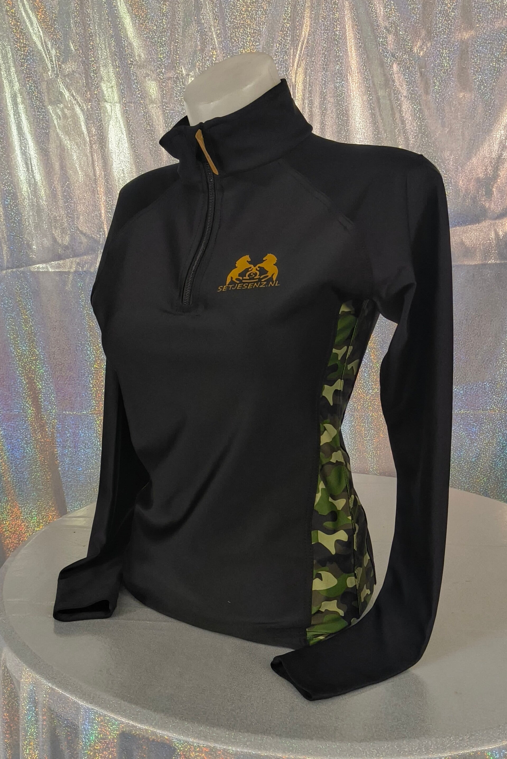 Shirt lange mouwen zwart/leger