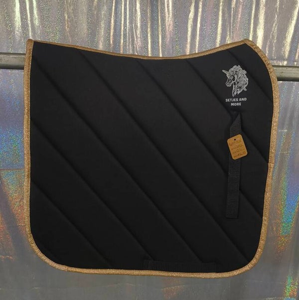 Zwart/rosegoud dressuurdekje
