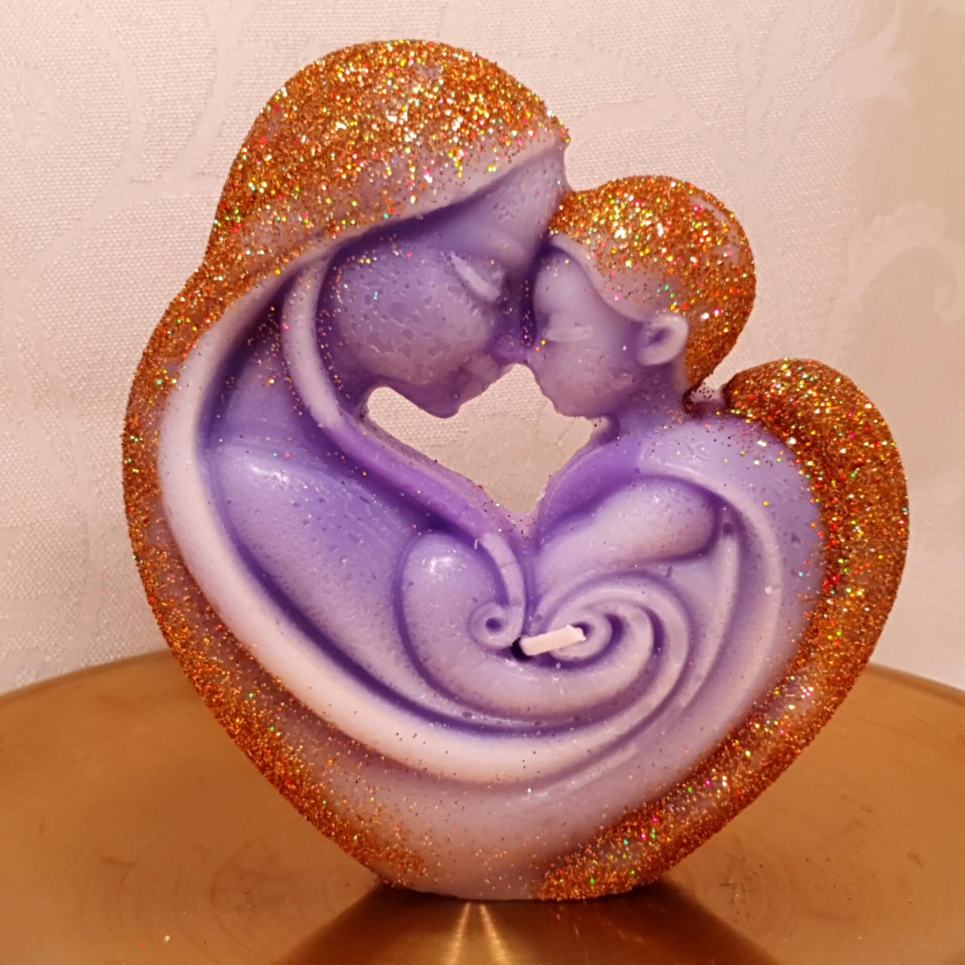 moeder en kind paars met wit en gouden glitterrand