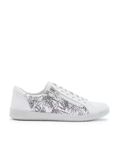 Baskets confort femme blanches zippées cuir – PEDICONFORT Confort absolu et élégance au quotidien”