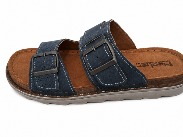 Mules Homme Fischer Tout Cuir Bleu Marine