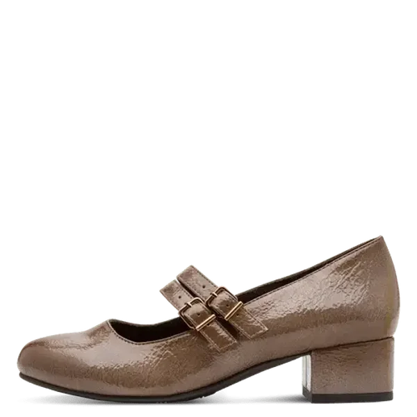 Escarpins Jana vernis taupe femme largeur H confort