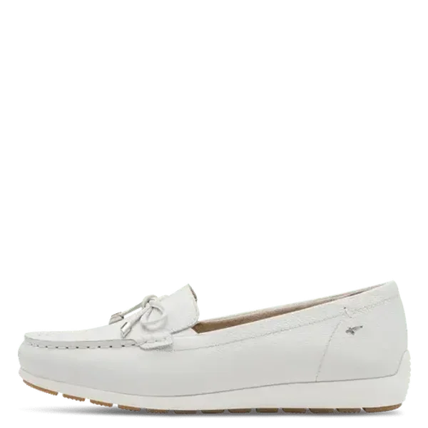 Mocassins Tamaris cuir blanc femme – semelle amovible – ultra souples