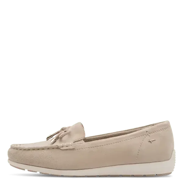 Mocassins Tamaris beige cuir femme – ultra souples – semelle amovible