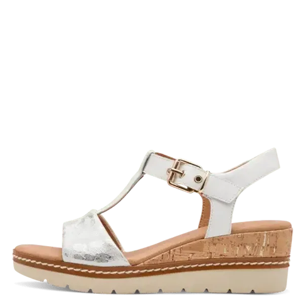 Sandales Marco Tozzi Blanc & Argent Tout Cuir – Confort FEEL ME