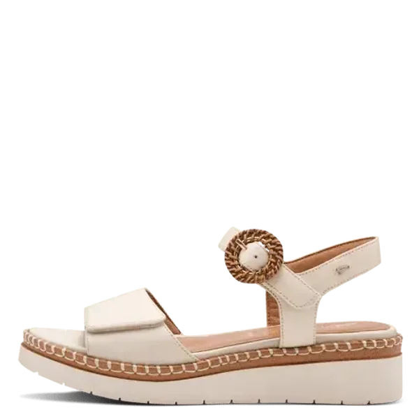 Sandales Tamaris cuir blanc cassé – semelle amovible – confort femme
