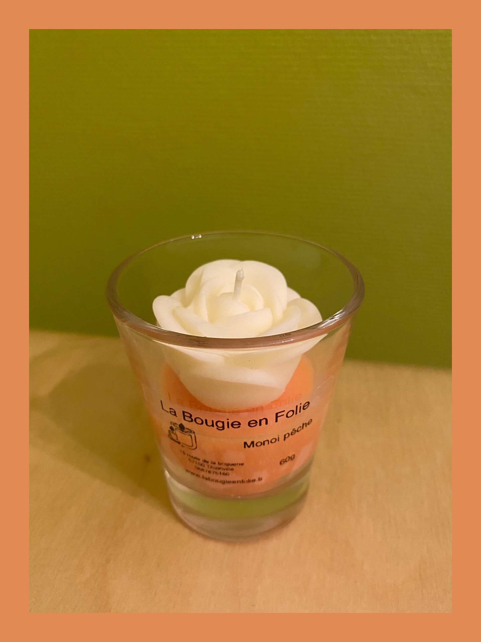 Bougie pot petit rose Monoi pêche