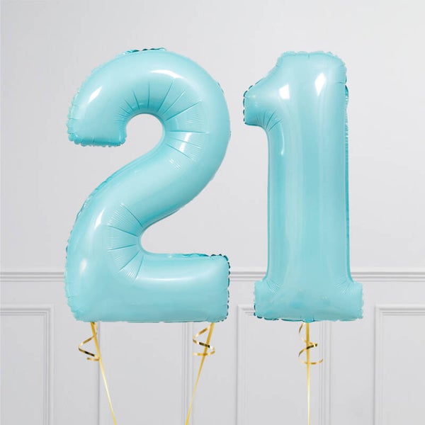 Balloncijfer licht blauw 102cm