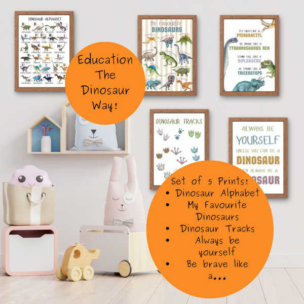 Educational Dinosaur Print Set of 5!