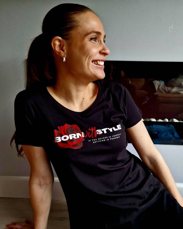 Dames shirt / zwart / Bws rose