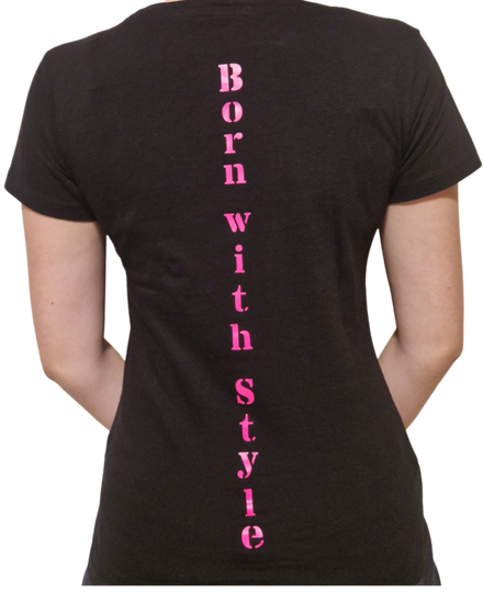 Dames t-shirt / Zwart / Born with Style sport