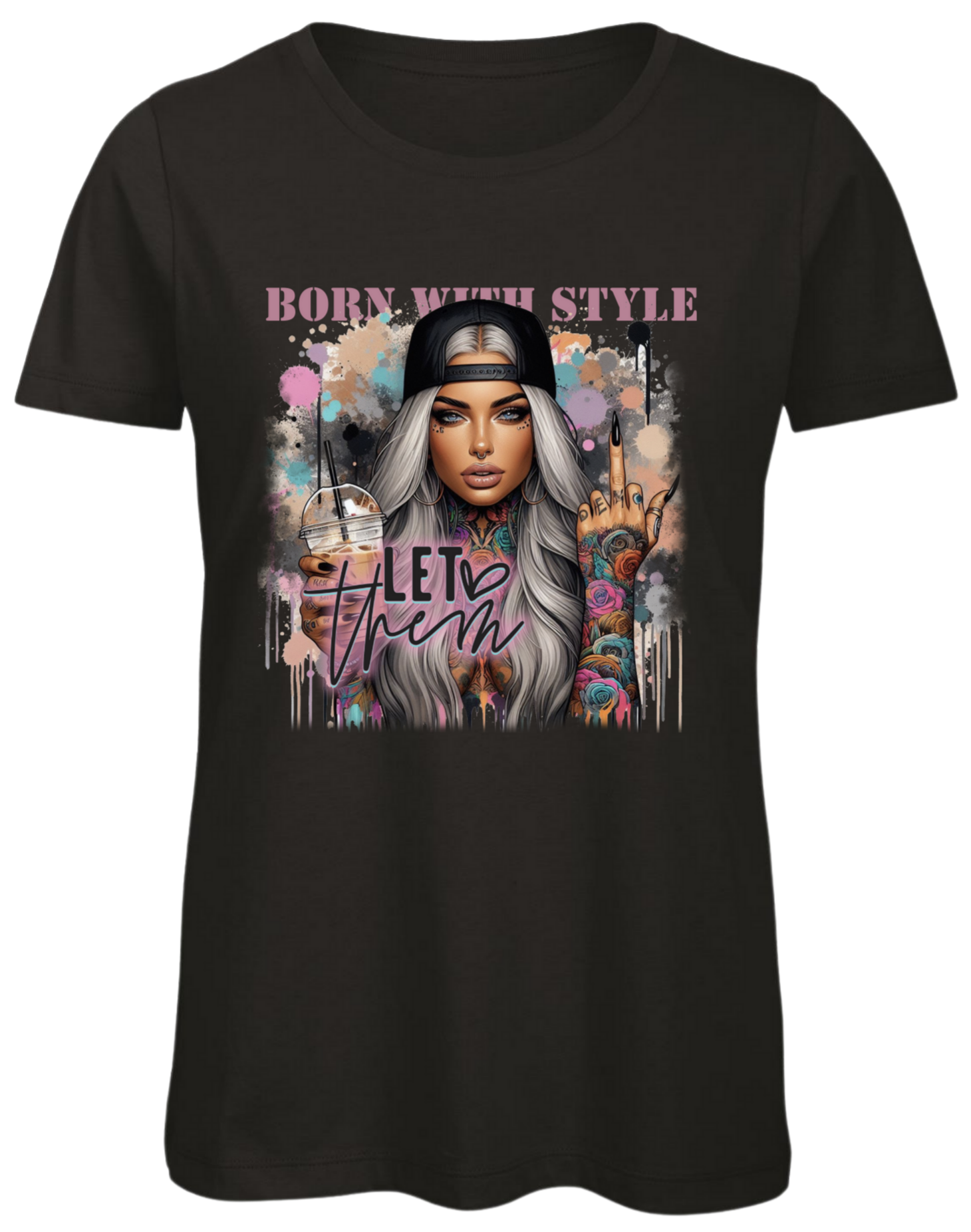 Dames T-shirt / Zwart / Let them