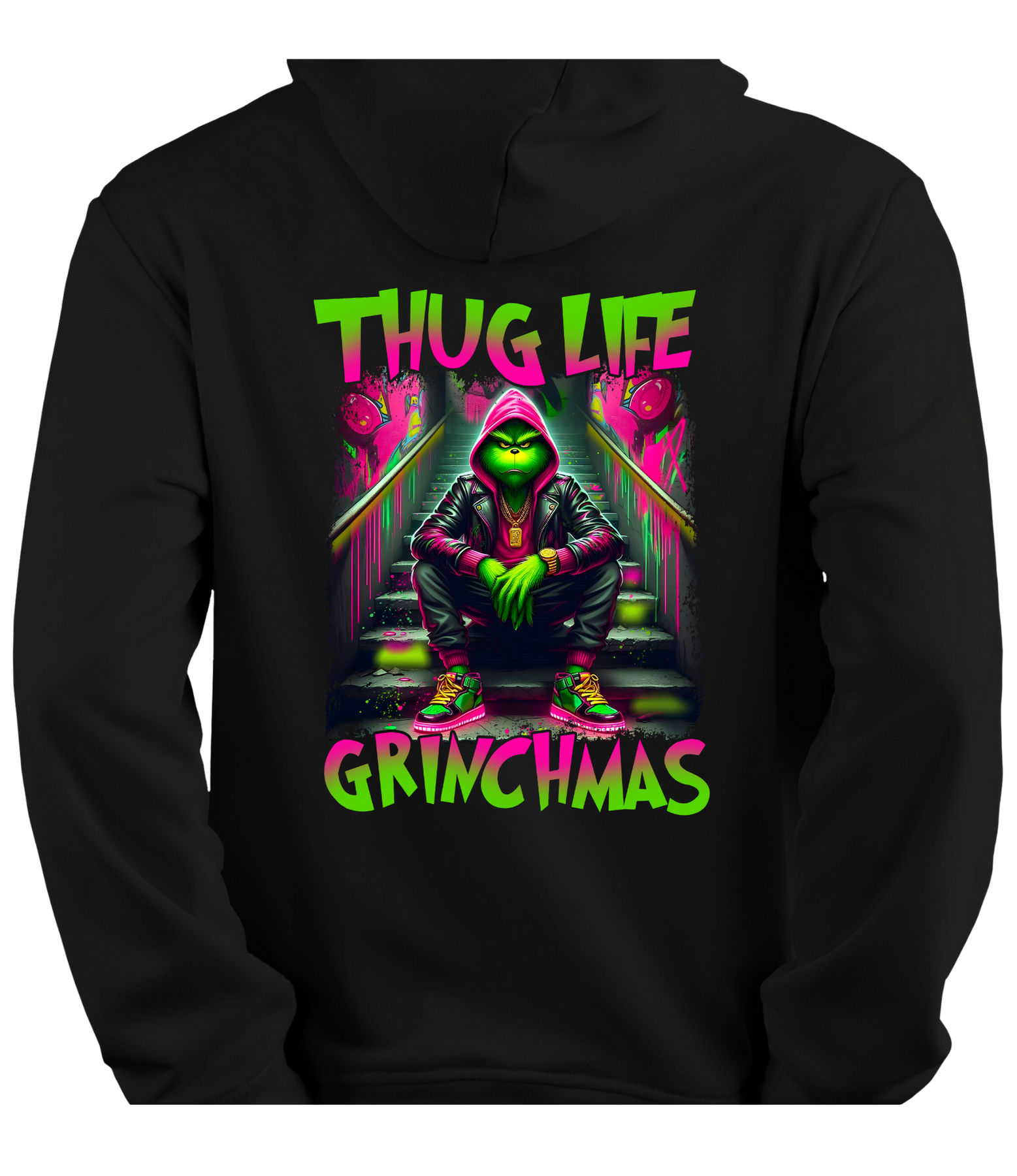 Hoodie / Zwart / Thuglife Grinchmas
