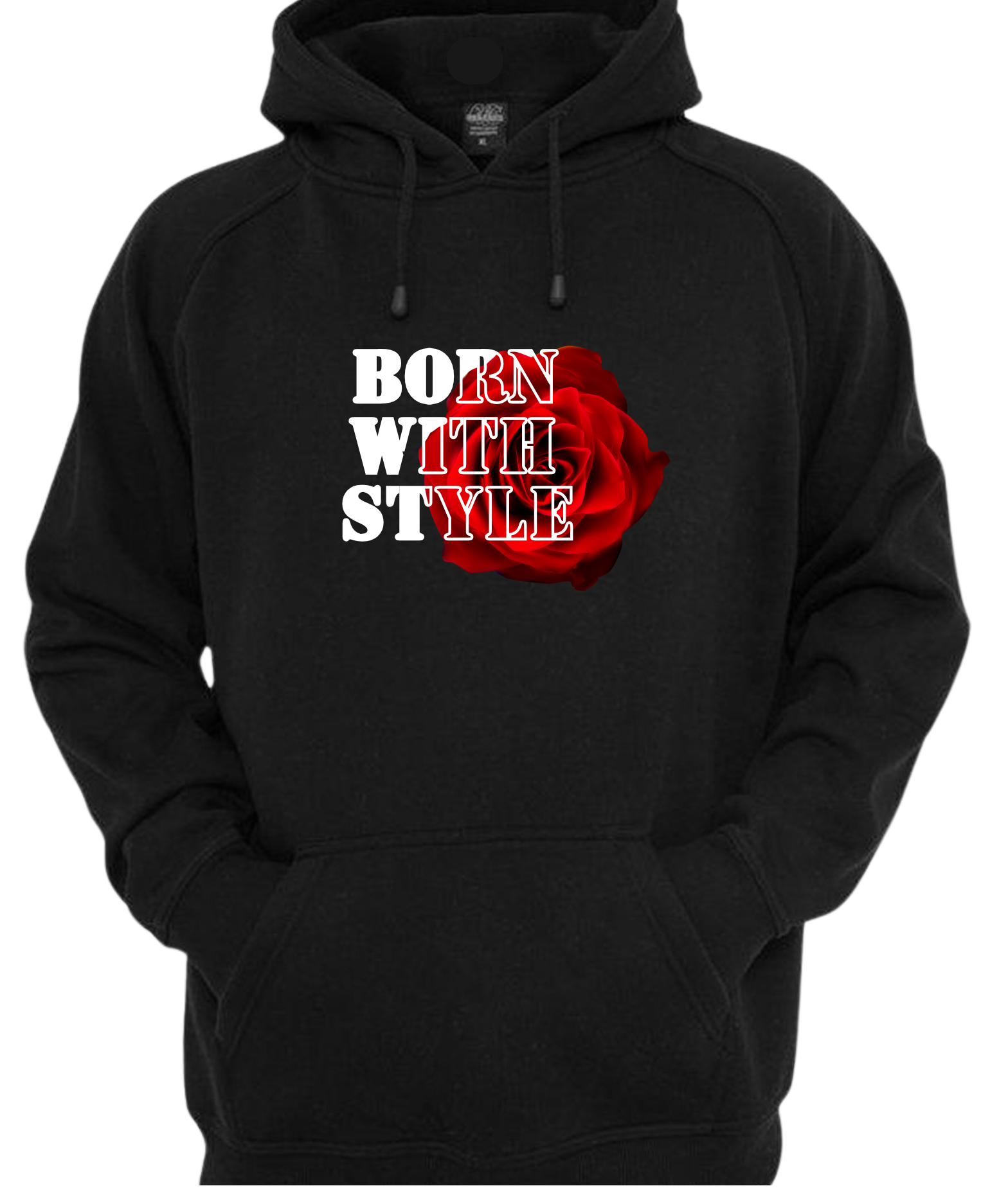 Hoodie / Zwart / Born with Style rose 2
