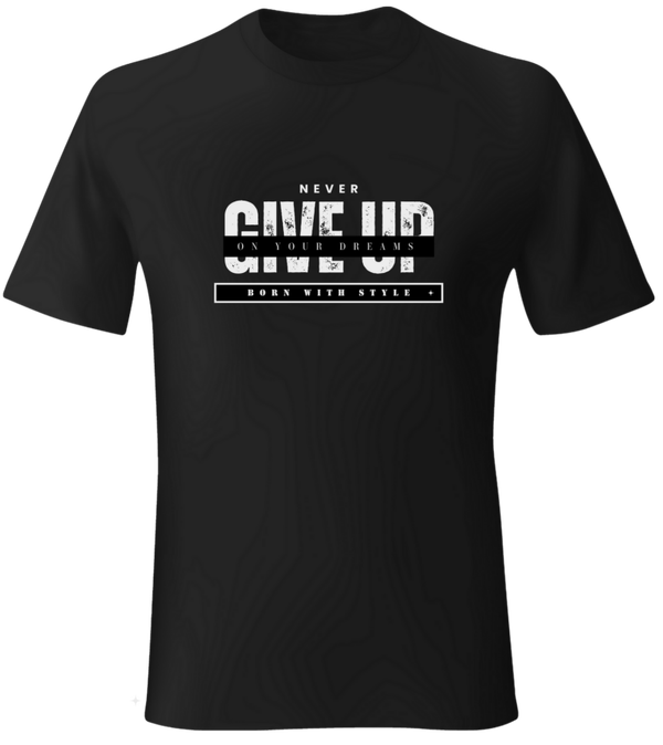 Heren shirt / Zwart / Never give up