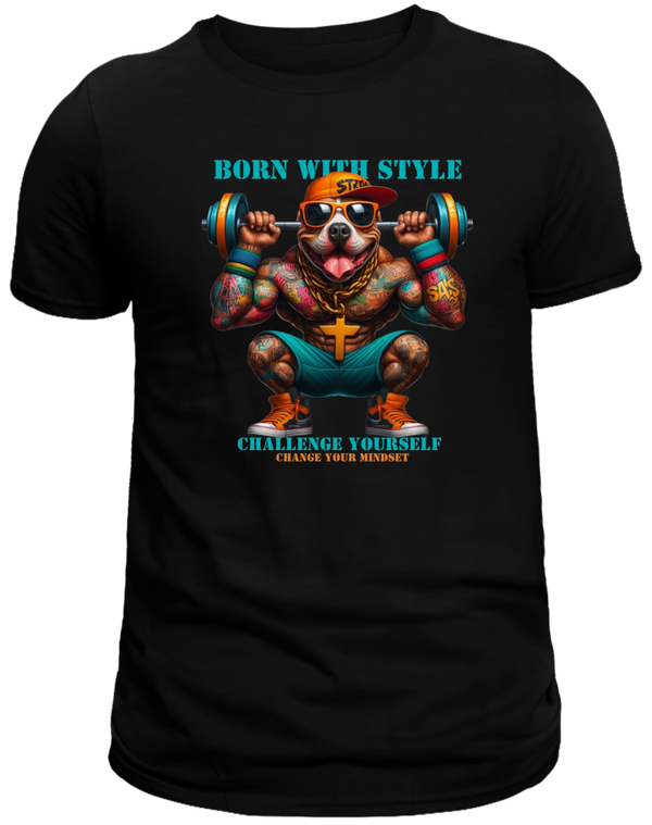 Heren shirt / zwart / Challenge yourself