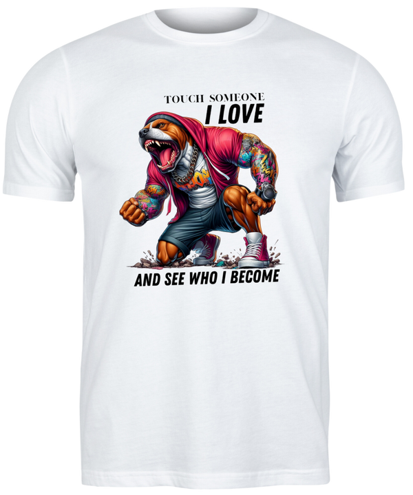 Heren shirt / wit / Touch someone i love